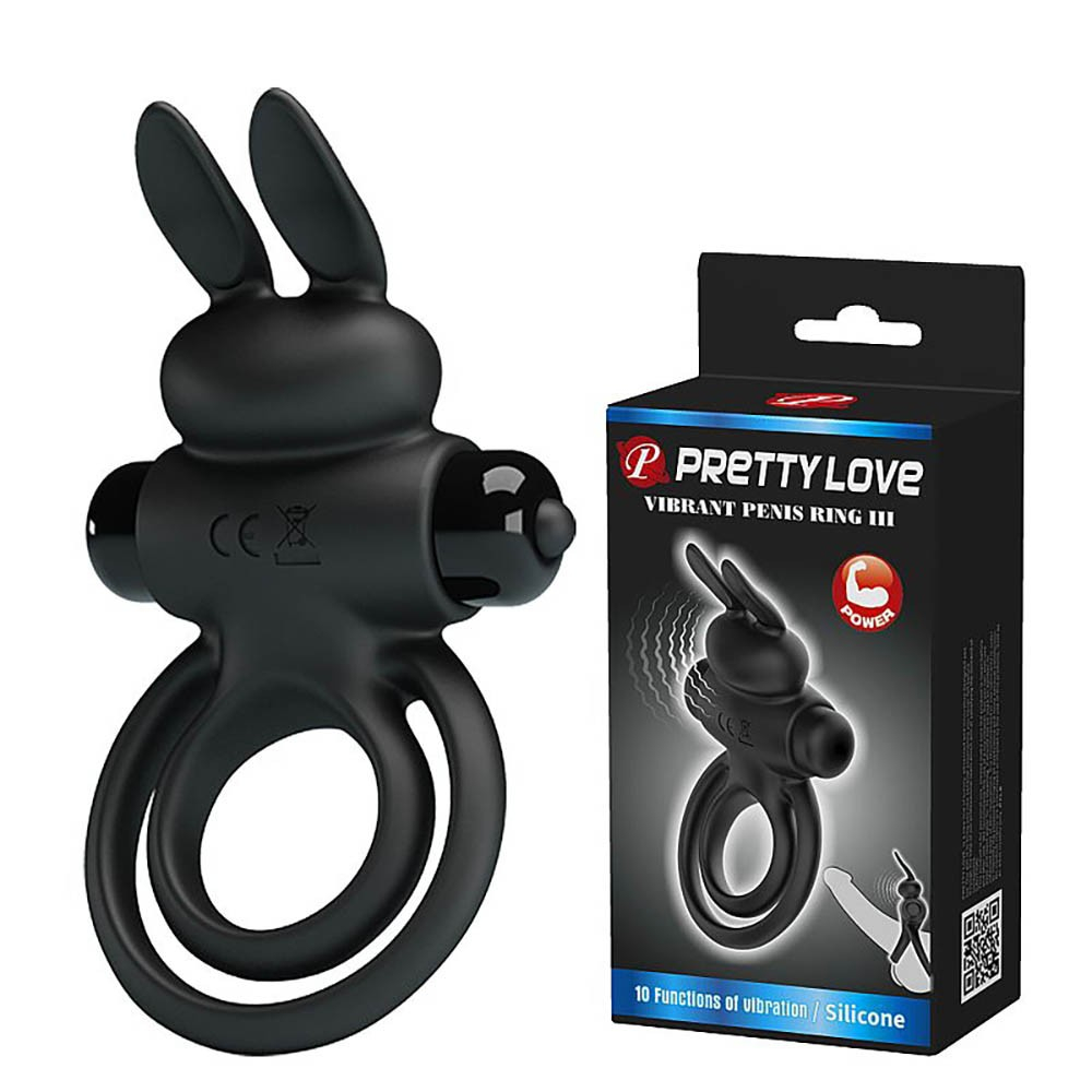 Anel Peniano e Escrotal em Silicone com 10 Vibrações e Estimulador para Clitóris Preto | Foto 01