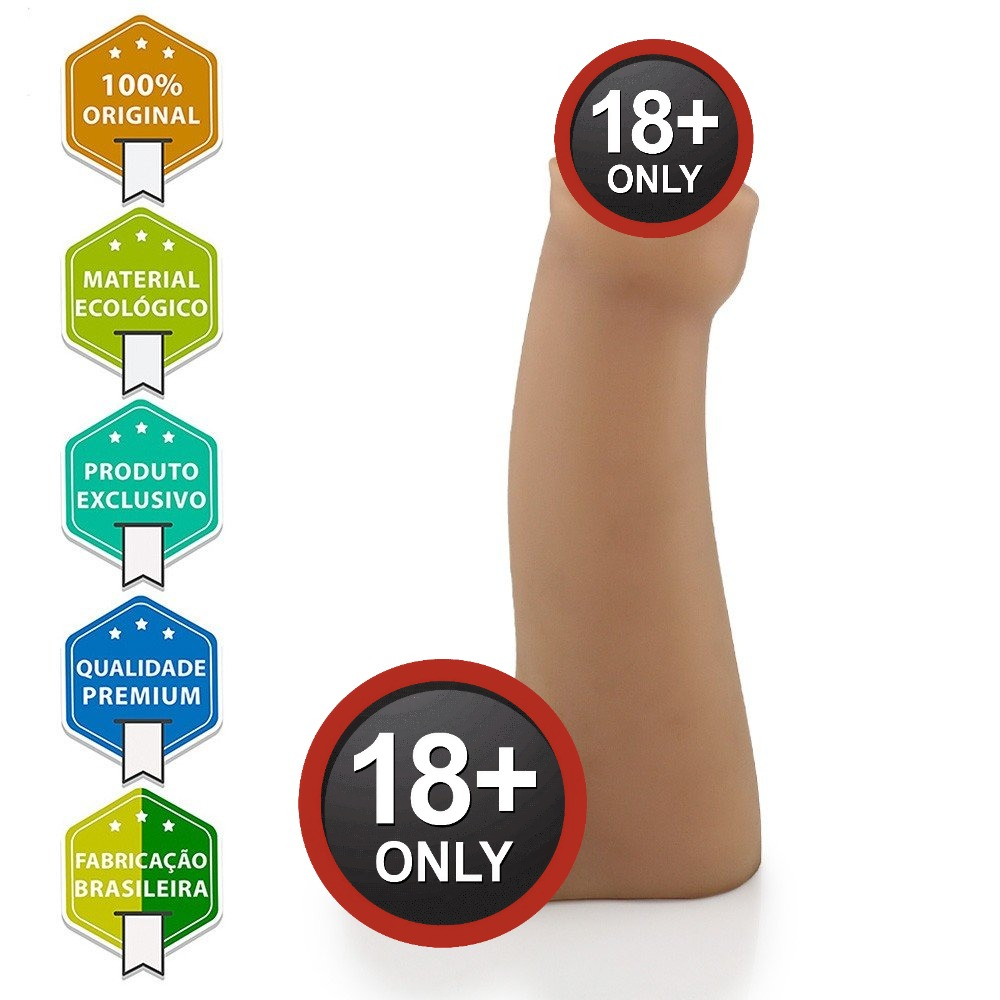 P�nis Gigante e Grosso Flex�vel com Escroto Fimose 28 x 7cm Bege - Detalhe da parte superior do dildo com a glande exposta e prep�cio retra�do