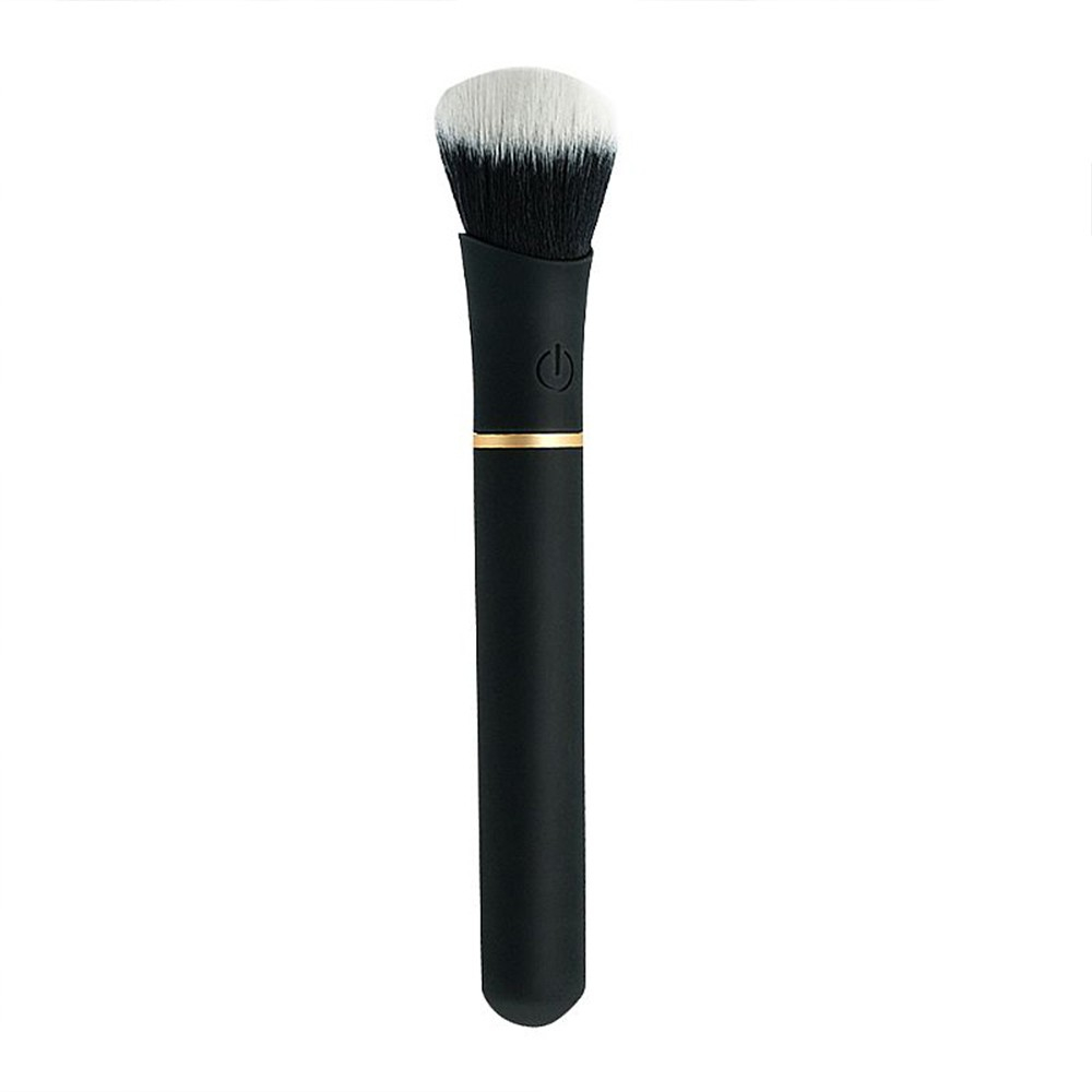 Vibrador Discreto Recarreg�vel em Silicone Pincel de Maquiagem Preto isolado em fundo branco