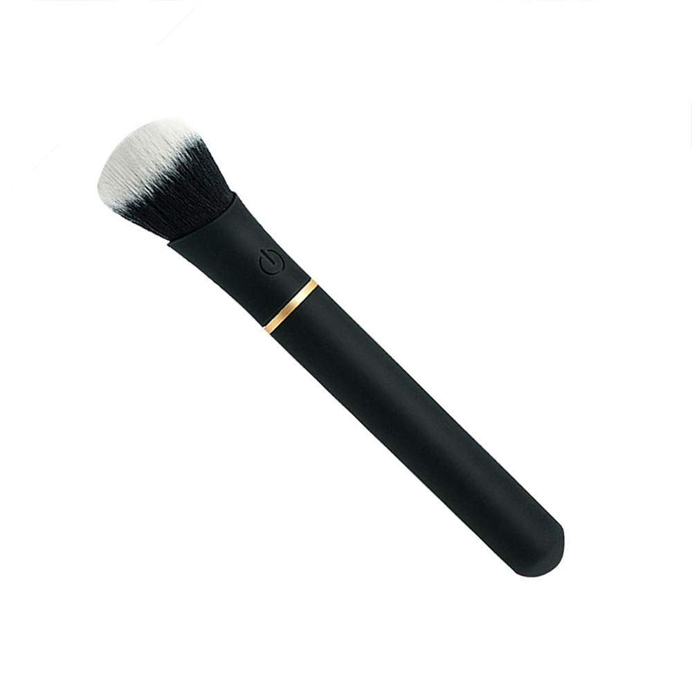 Vibrador Discreto Recarreg�vel em Silicone Pincel de Maquiagem Preto em formato vertical