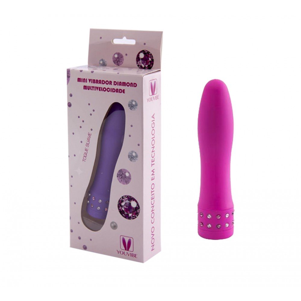 Vibrador Discreto Multivelocidade Aveludado Mini Diamond 10,5 x 2cm Pink | Foto 01