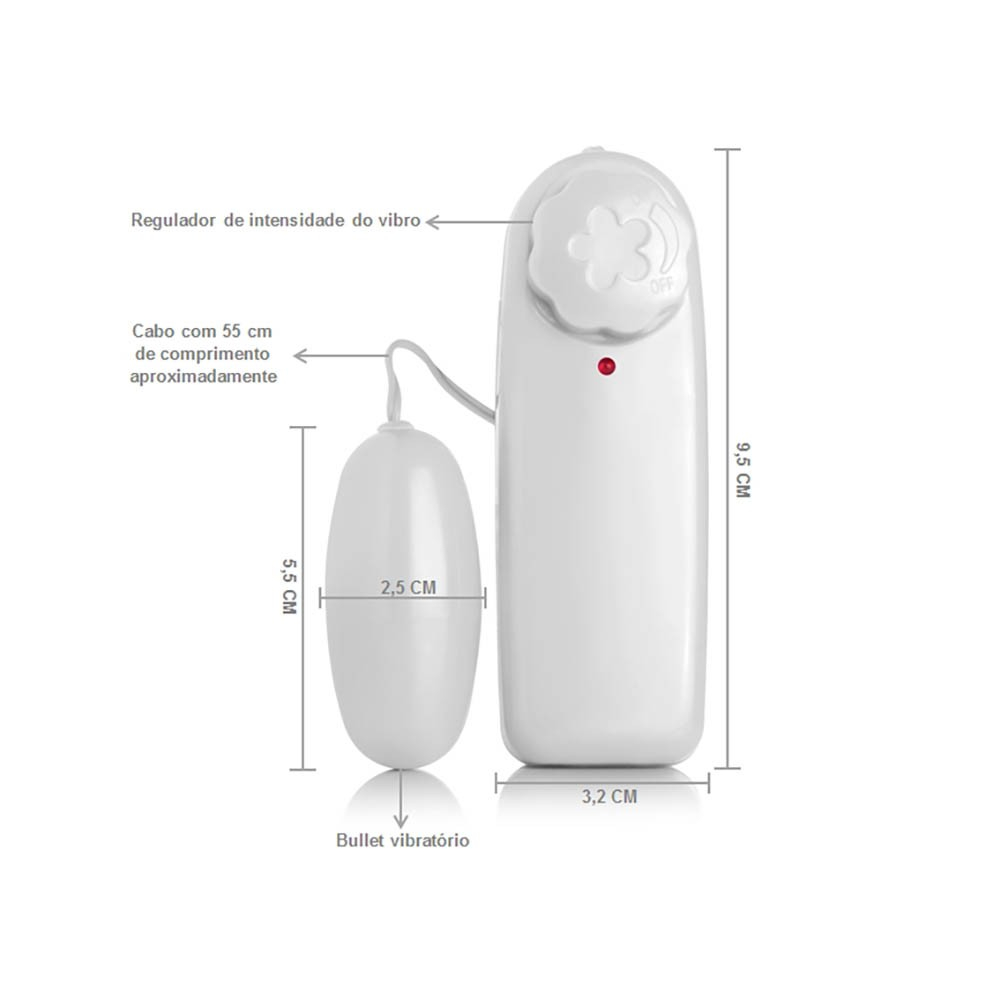 Vibrador Bullet Cápsula com Multivelocidade e Controle Remoto com Fio Branco | Foto 03