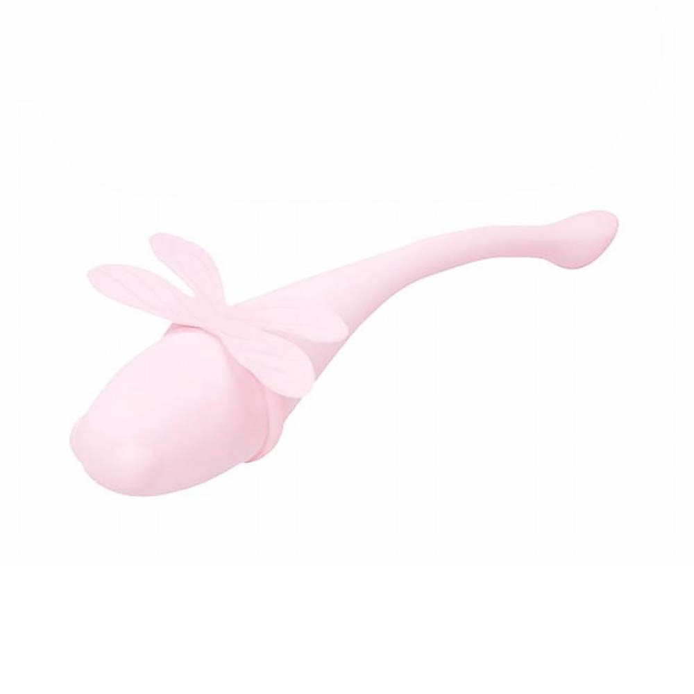 Vibrador Bullet em Silicone Recarreg�vel Lib�lula Rosa, vista superior angulada com anel das asas