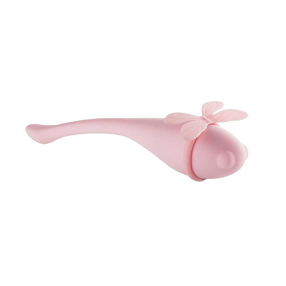 Vibrador Bullet em Silicone Recarreg�vel Lib�lula Rosa, vista detalhada da ponta suave e bot�o de controle