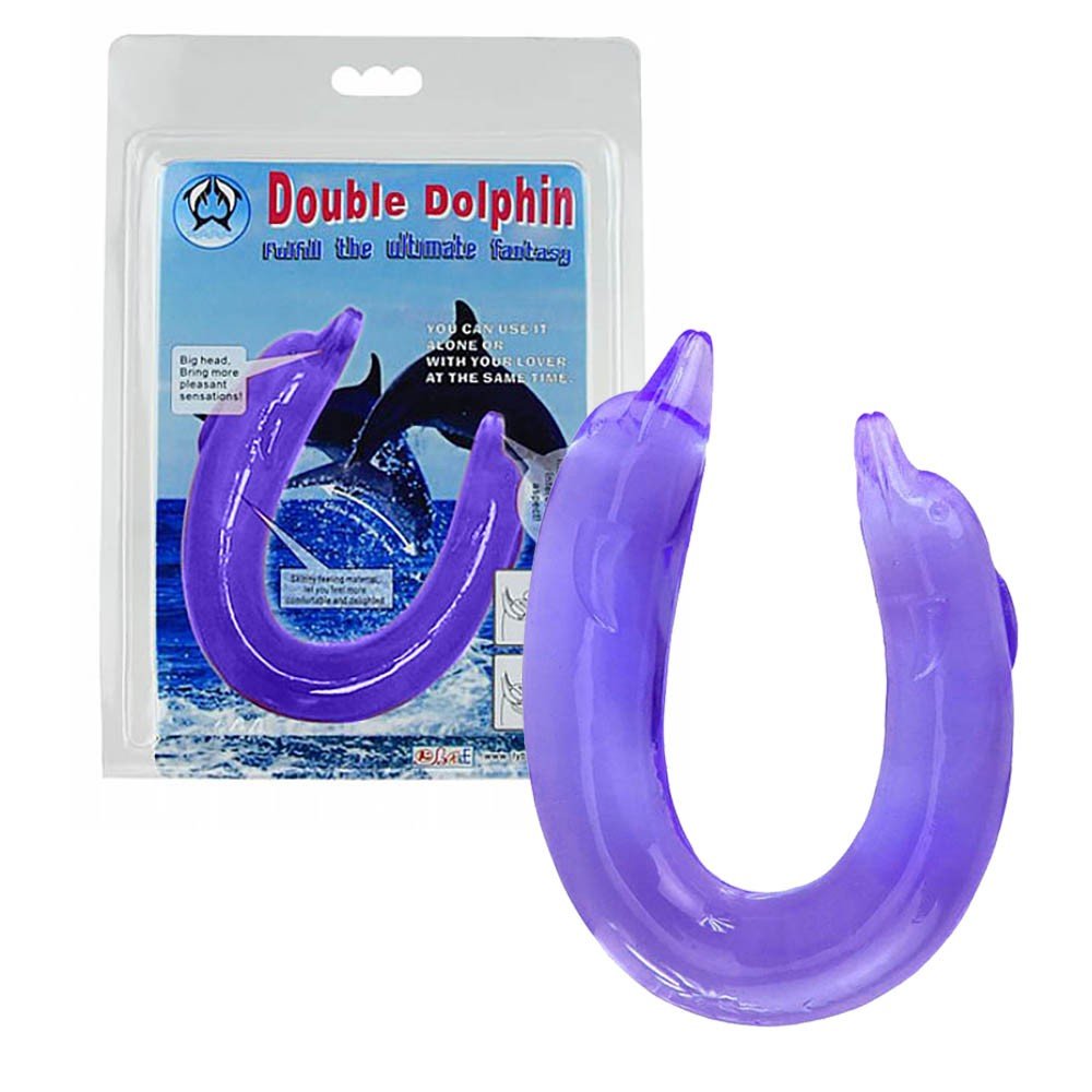Pênis Duas Pontas em Jelly Formato de Golfinho Roxo | Foto 01