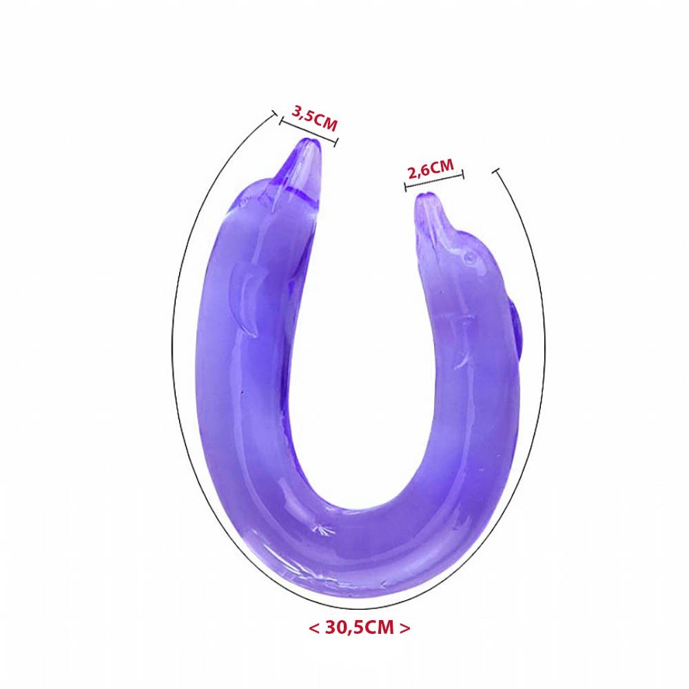 Pênis Duas Pontas em Jelly Formato de Golfinho Roxo | Foto 04