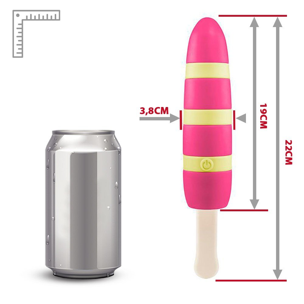 Vibrador Discreto em Silicone Formato de Sorvete Recarreg�vel 10 Modos de Vibra��o Pink com foco no material