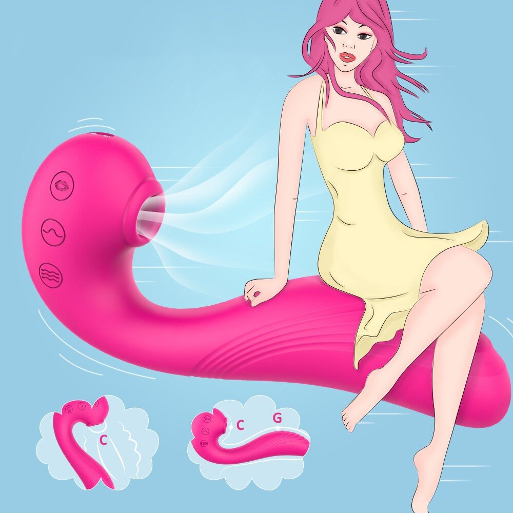 Ilustra��o de uso do Vibrador Duplo Angels Wings Pink com estimula��o de clit�ris e ponto G