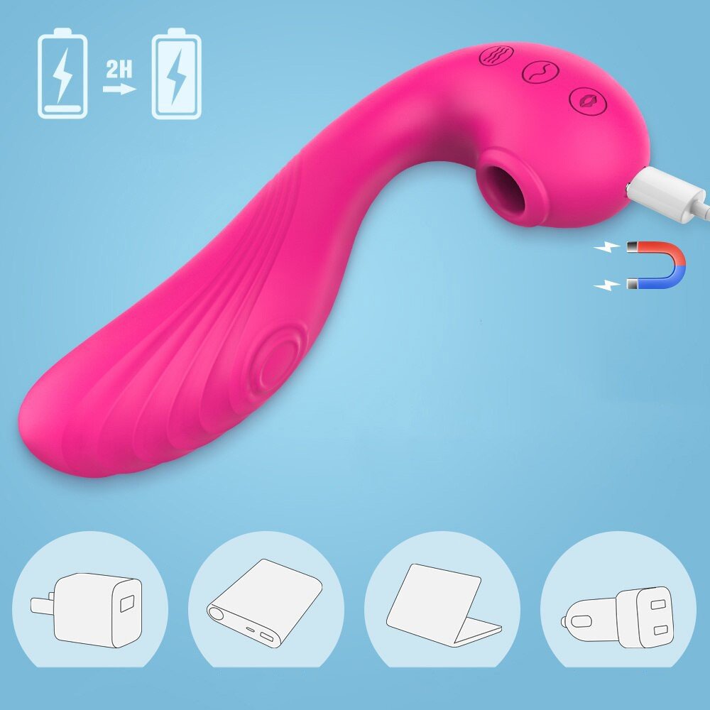 Vista do Vibrador Duplo Angels Wings Pink com o estimulador clitoriano em destaque 