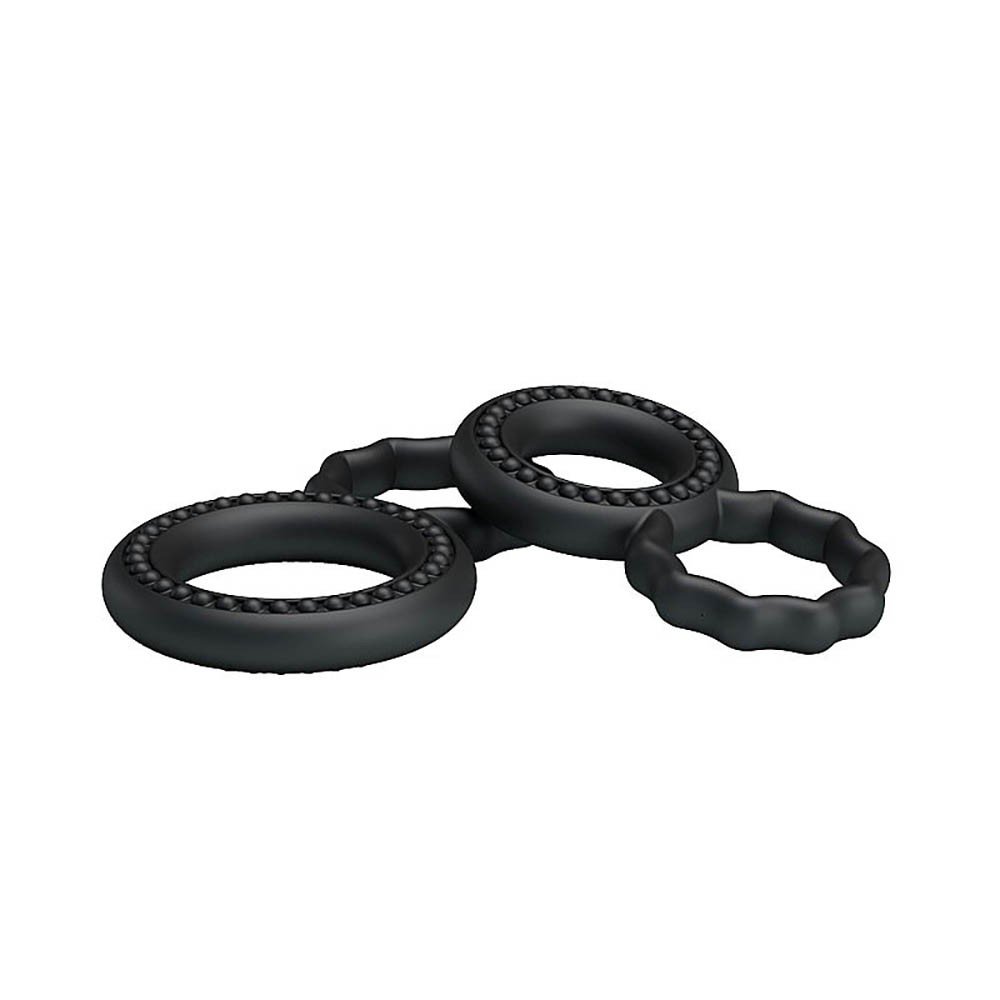 Anel Peniano Duplo em Silicone Kit com 2 Unidades Preto | Foto 02