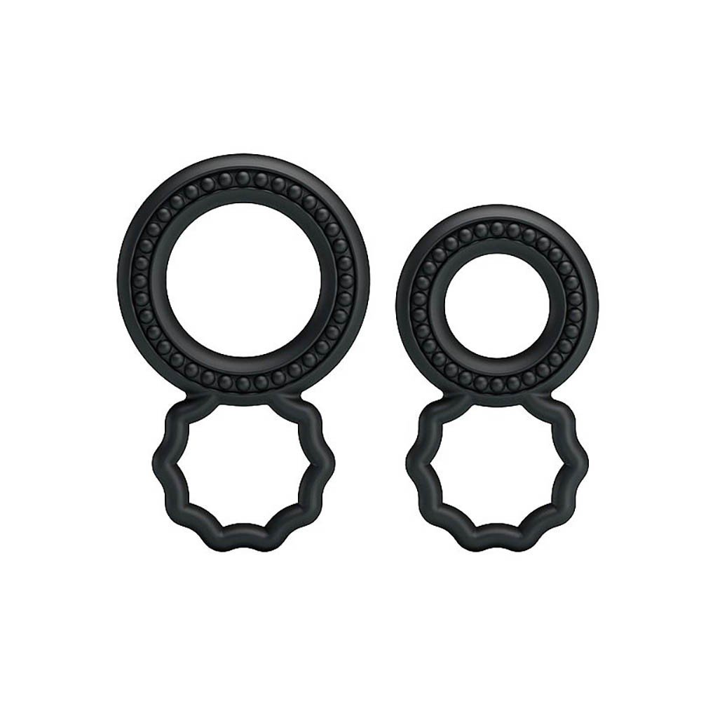 Anel Peniano Duplo em Silicone Kit com 2 Unidades Preto | Foto 03