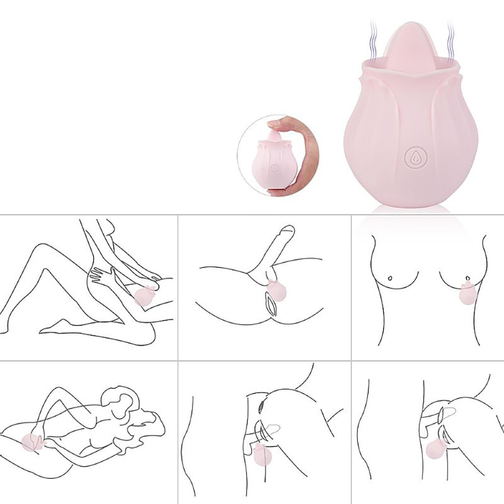 Vibrador para Clit�ris em Silicone Recarreg�vel 10 Est�mulos da L�ngua Sweet Nectar Rosa - Exemplo de uso em diversas �reas do corpo