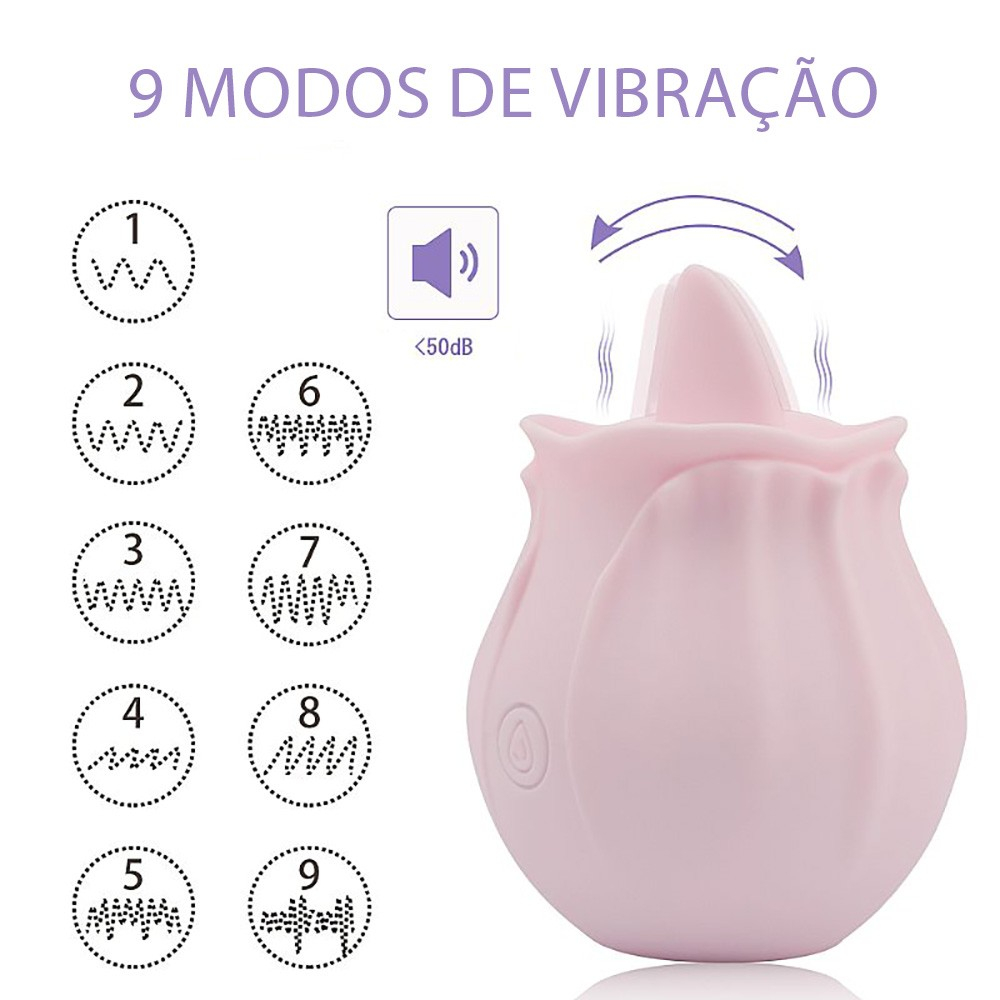 Vibrador para Clit�ris em Silicone Recarreg�vel 10 Est�mulos da L�ngua Sweet Nectar Rosa - Imagem principal do vibrador com foco na textura e cor