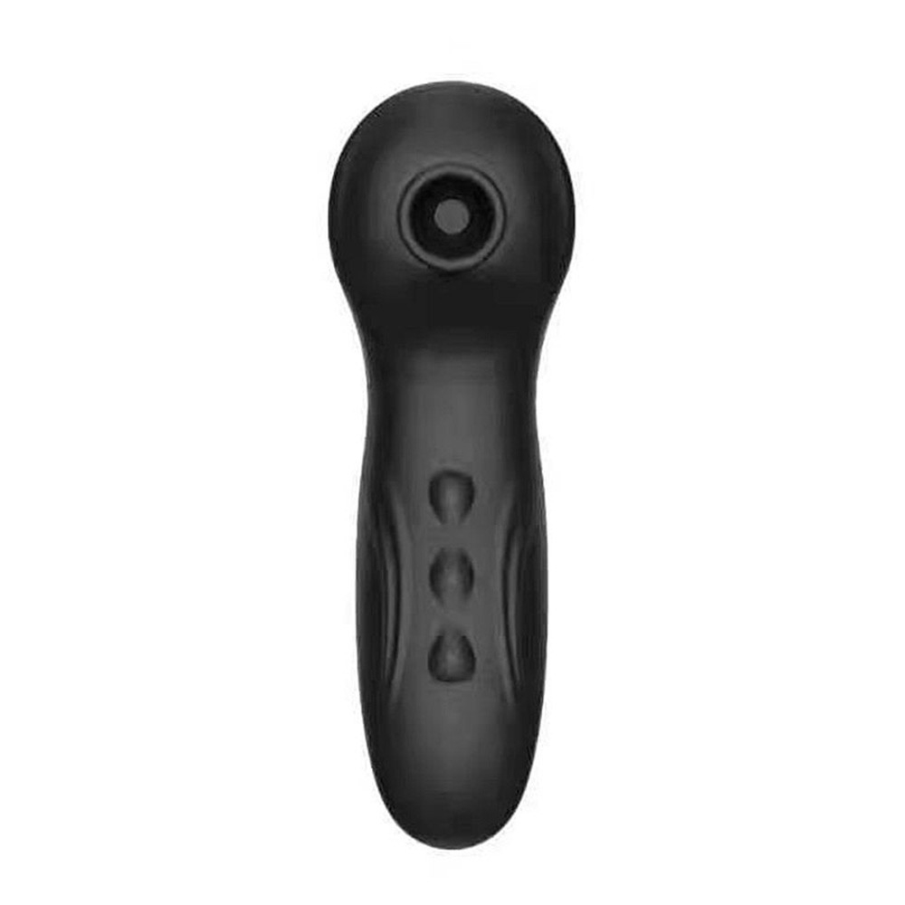 Vibrador para Clit�ris Recarreg�vel em Silicone com 10 Pulsa��es Preto, vista superior com abertura para o clit�ris