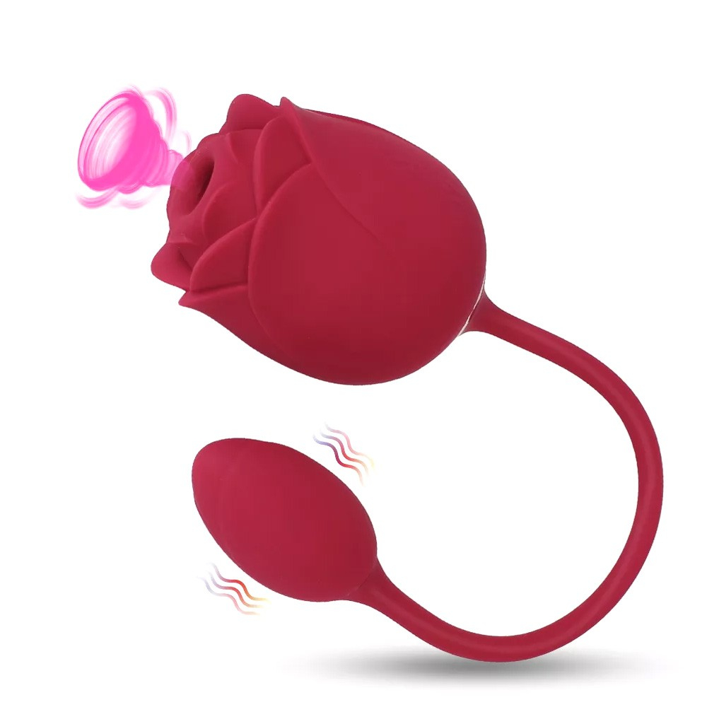 Vibrador Discreto Immortal Flower Vermelho, vista lateral com suc��o