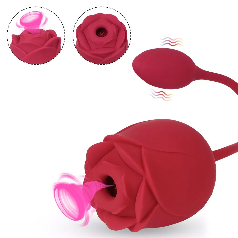 Vibrador Discreto Immortal Flower Vermelho, detalhes da rosa e da suc��o