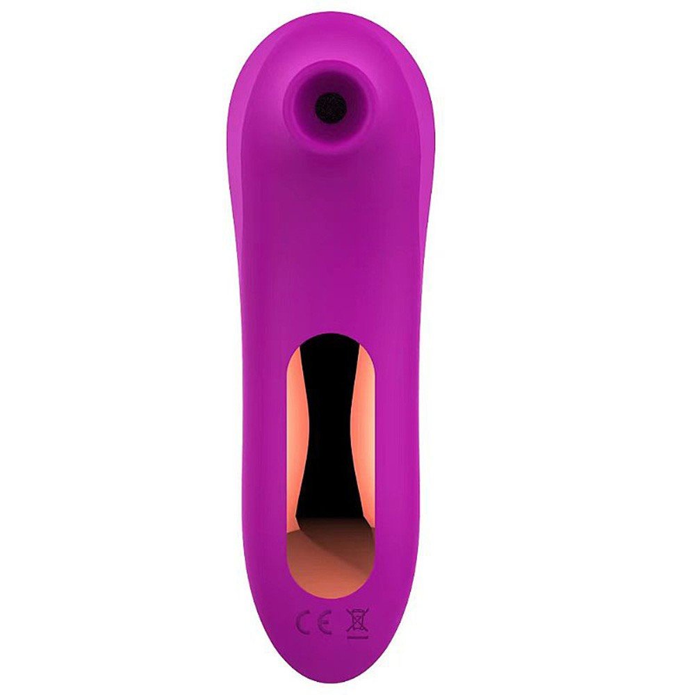 Vibrador para Clit�ris Recarreg�vel em Silicone com 10 Pulsa��es Pink, vista da parte inferior, mostrando a �rea de suc��o e recarga