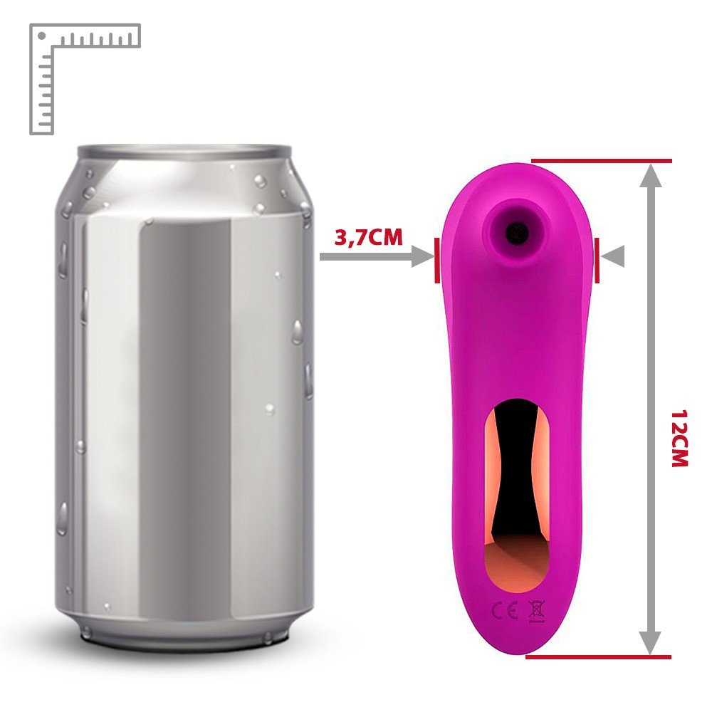 Vibrador para Clit�ris Recarreg�vel em Silicone com 10 Pulsa��es Pink, vista da ponta, mostrando a entrada para o cabo de recarga