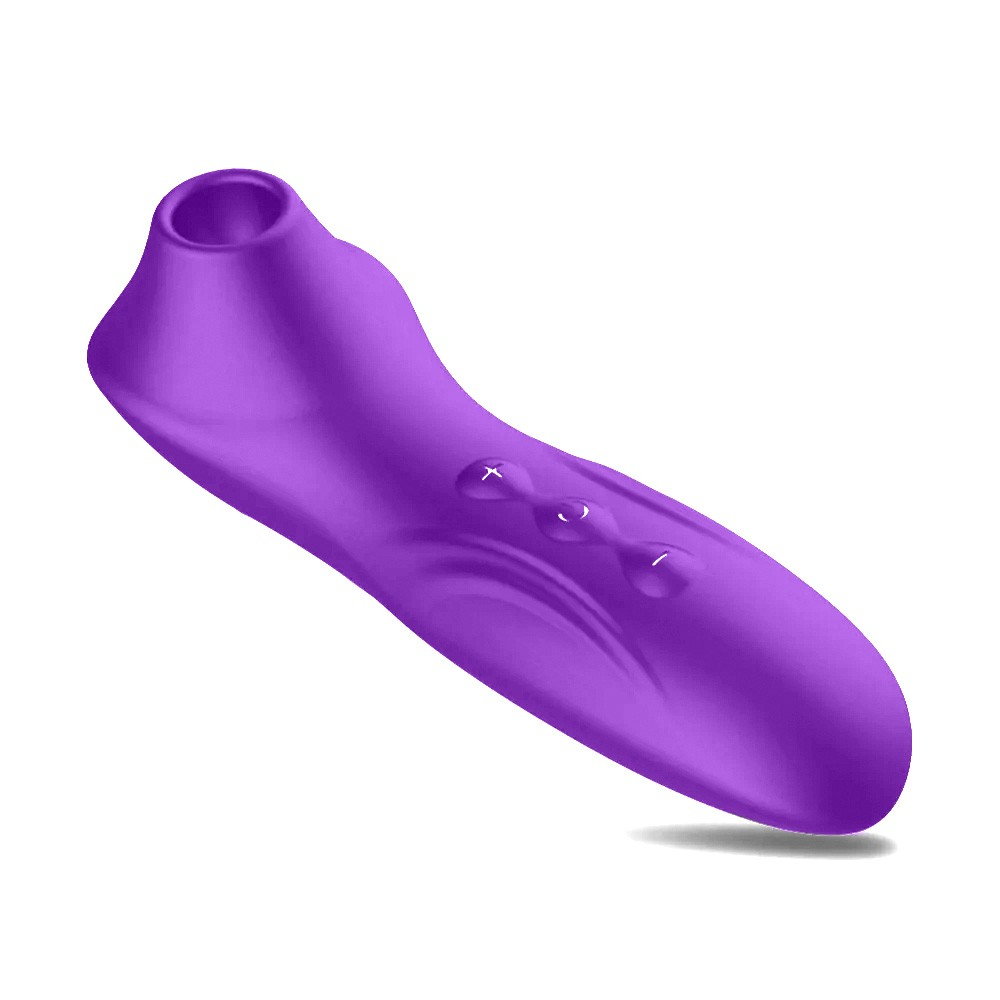 Vibrador para Clit�ris Recarreg�vel em Silicone Roxo - Vista angular do estimulador enfatizando seu formato e cor roxa.