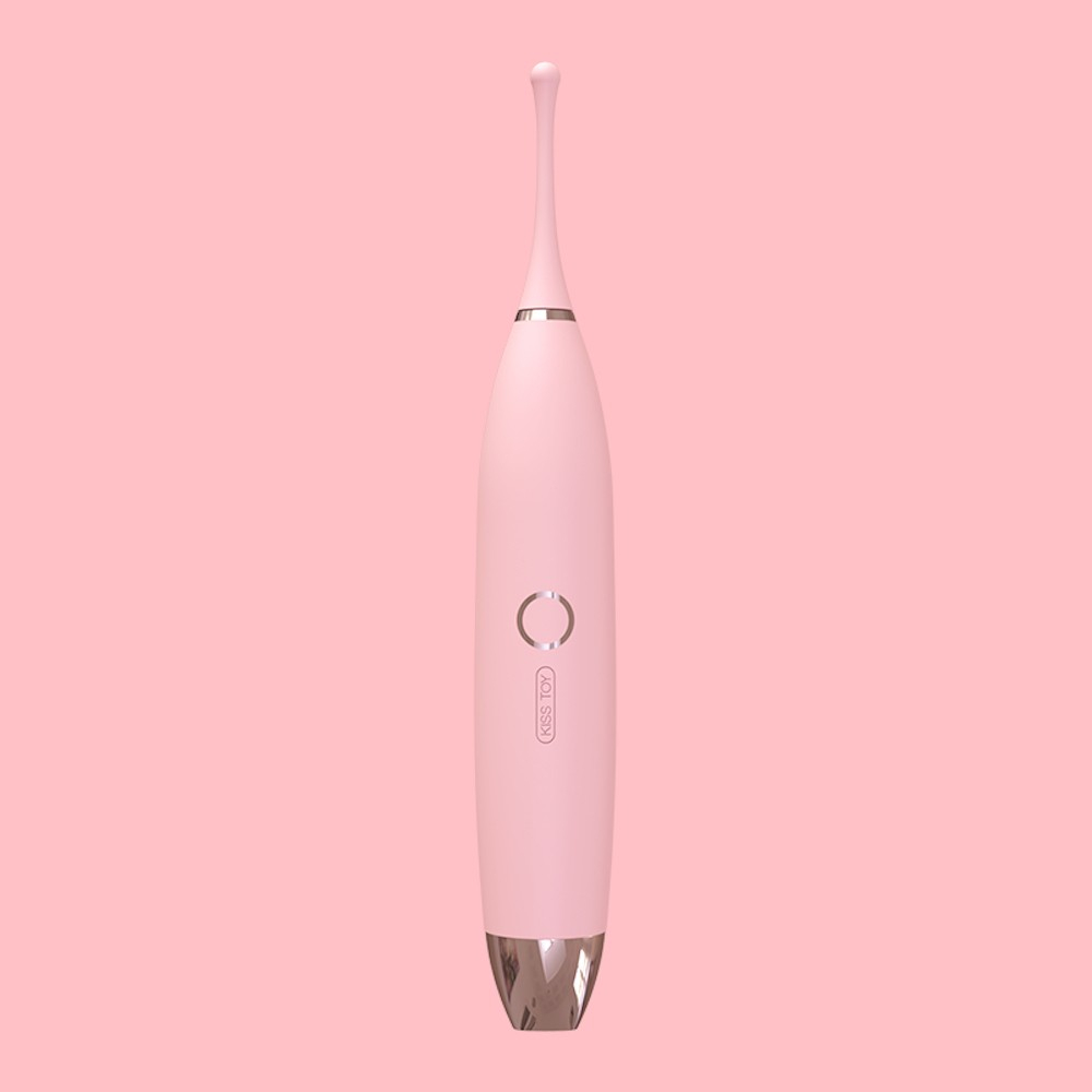 Vibrador Feminino C-King Rosa em silicone, em um fundo rosa, mostrando seu design elegante e bot�o de controle