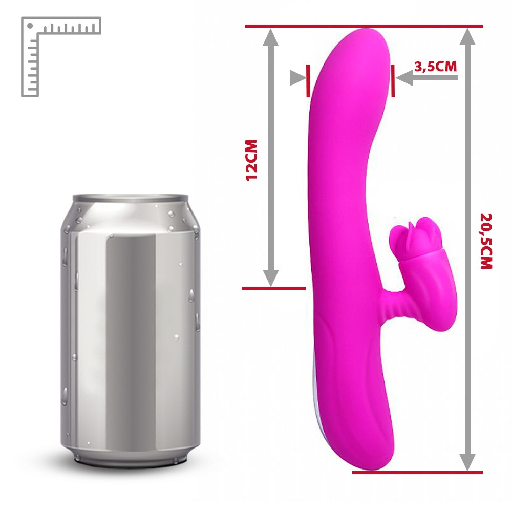 Detalhe do estimulador rotacional do Vibrador Buck Pink, mostrando as p�talas de silicone que se movem