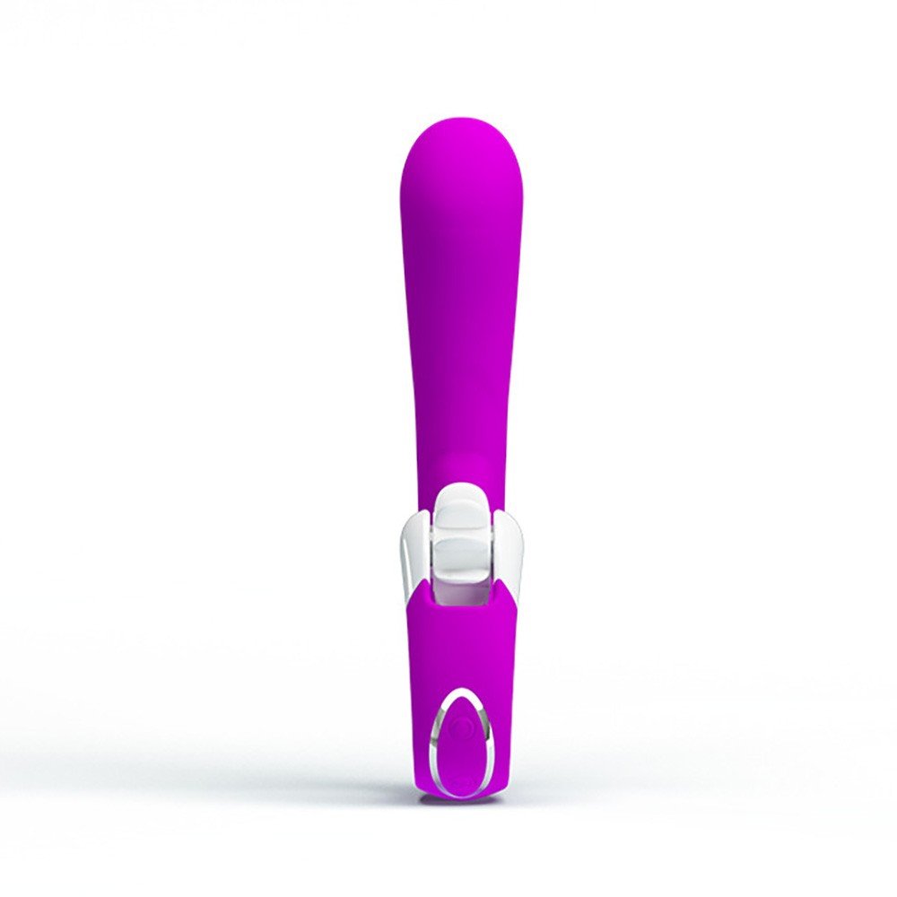 Vibrador Duplo Magic Tongue Pink em vista frontal, mostrando os bot�es de controle e o material de silicone