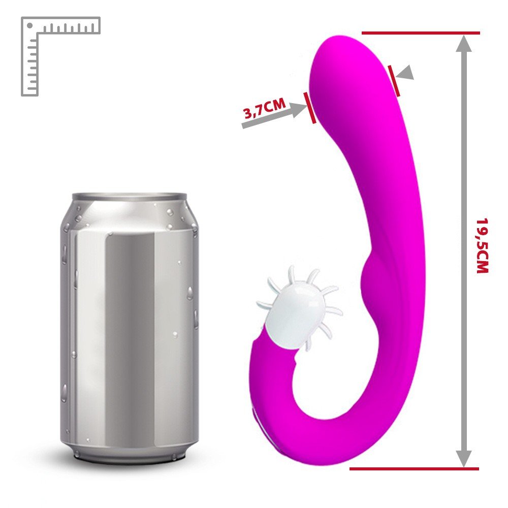 Detalhe da base do Vibrador Duplo Magic Tongue Pink, onde provavelmente localiza-se a porta de carregamento USB