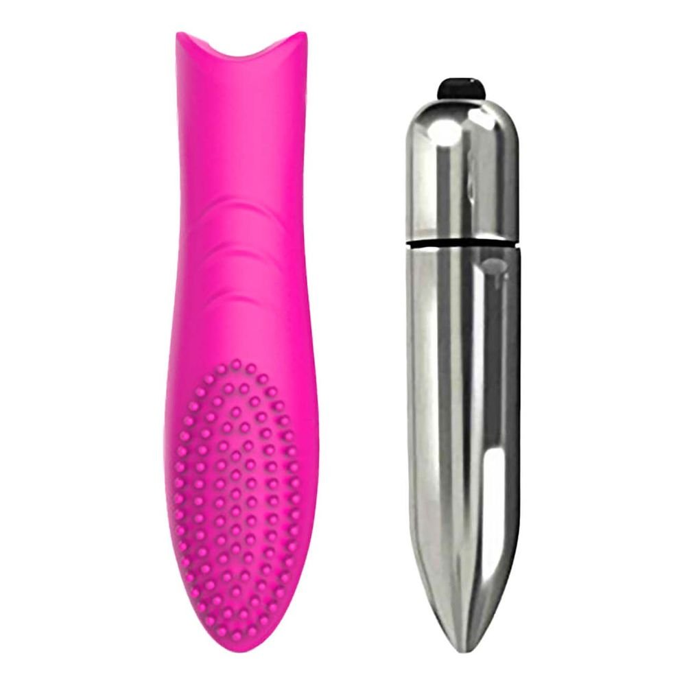 Vibrador Bullet em ABS e Capa Massageadora de Silicone 10 Modos de Vibra��o Roxo | Bullet de metal e capinha de silicone separados
