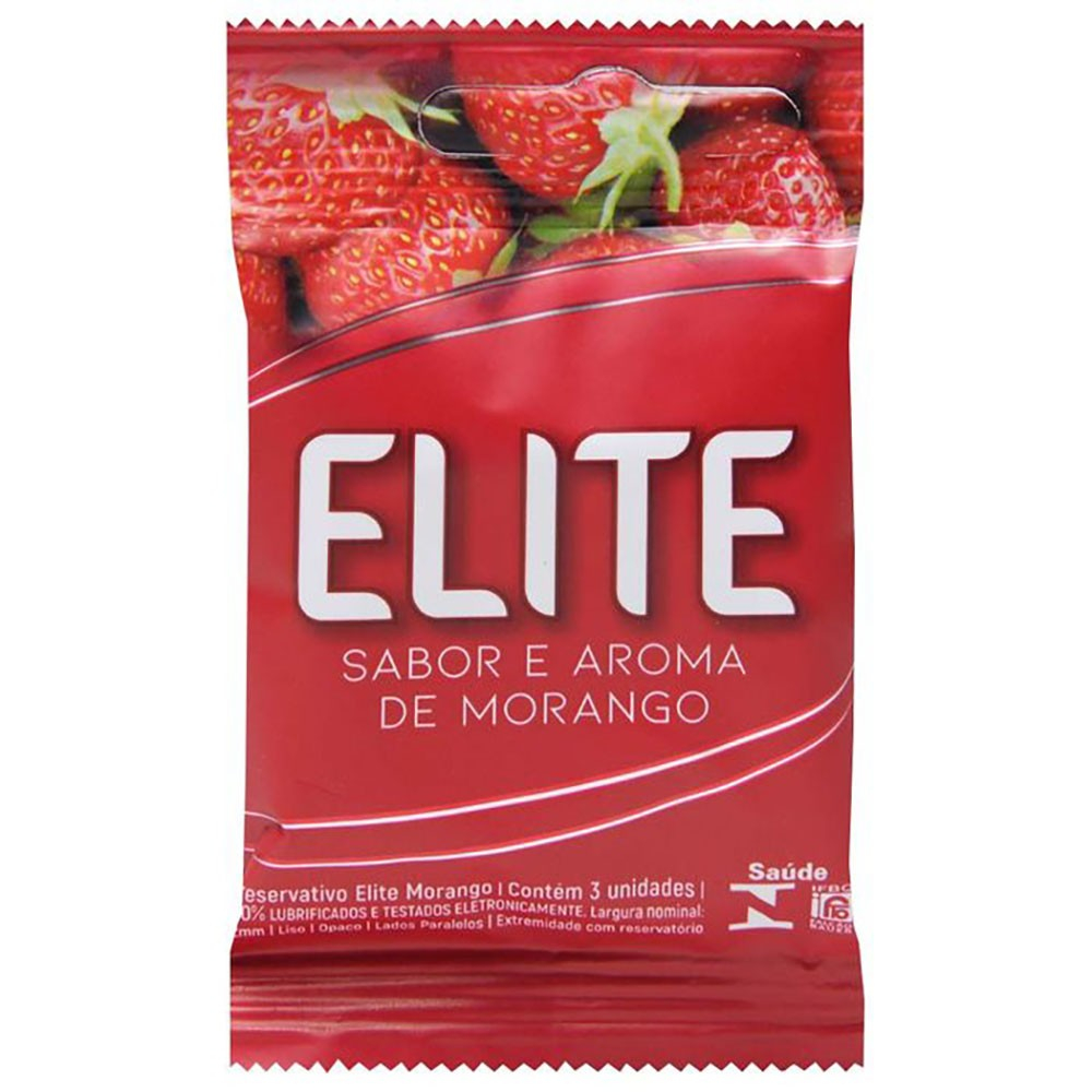 Preservativo Elite Sabor e Aroma de Morango com 3 Unidades | Foto 01