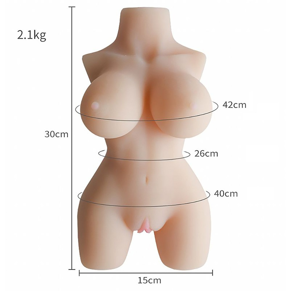 Masturbador Masculino Formato de Meio Corpo em Cyberskin com Ânus e Vagina Bege | Foto 06