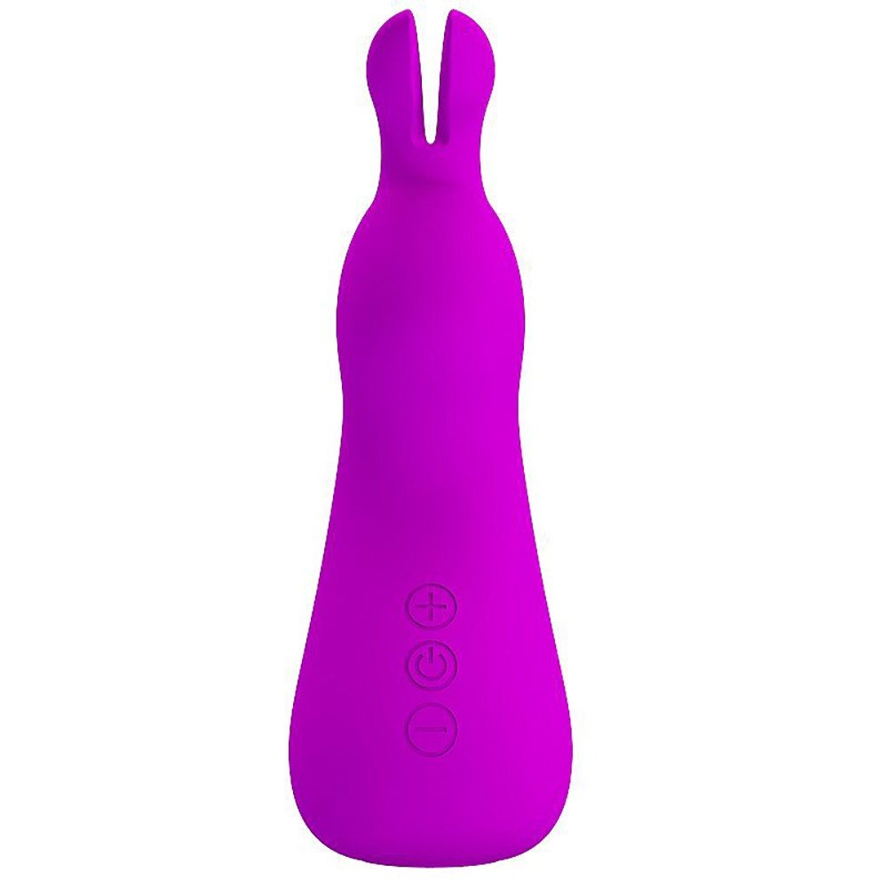Parte traseira do Vibrador Nakki Pink com orelhas de coelho e bot�es de fun��o vis�veis