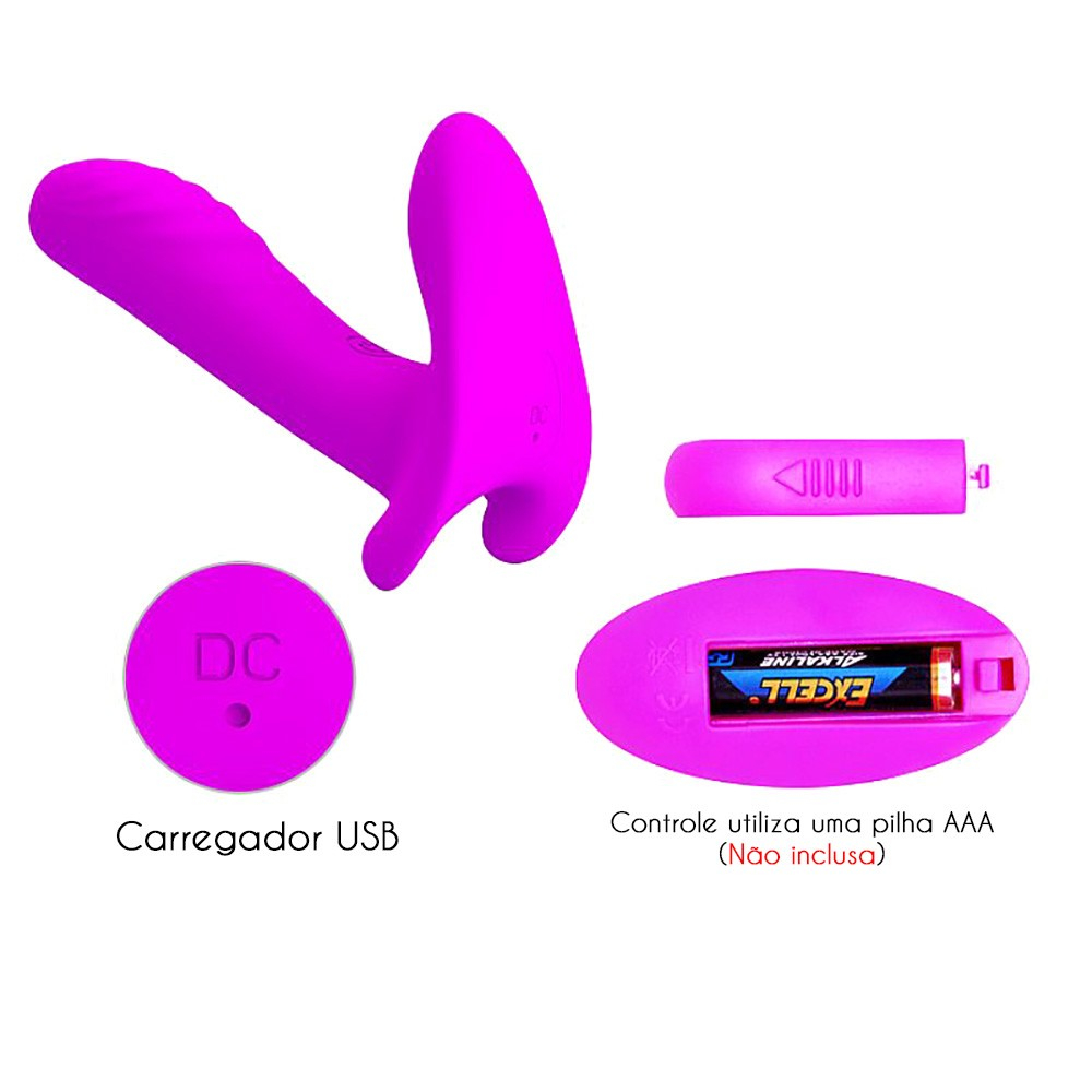 Vibrador para Casal em Silicone Recarreg�vel com 12 Vibra��es e Controle sem Fio Pink | Foto 04