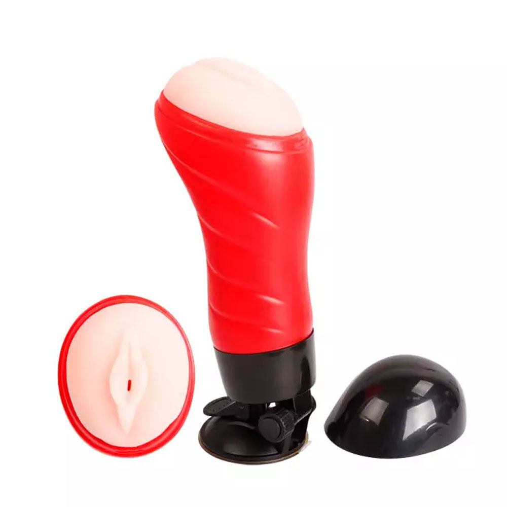 Masturbador Vagina em Cyberskin e 12 Vibra��es com Ventosa e Voz Crazy Bull Bege | Foto 02