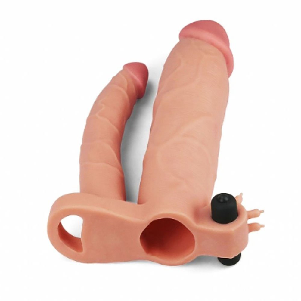 Capa Peniana com Vibrador em Cyberskin - detalhe do vibrador e anel companheiro