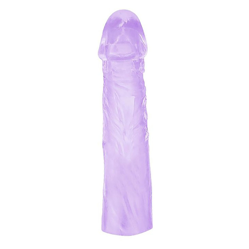 Capa Peniana sem Vibrador em Jelly, cor Roxa, com foco na textura e flexibilidade do material jelly