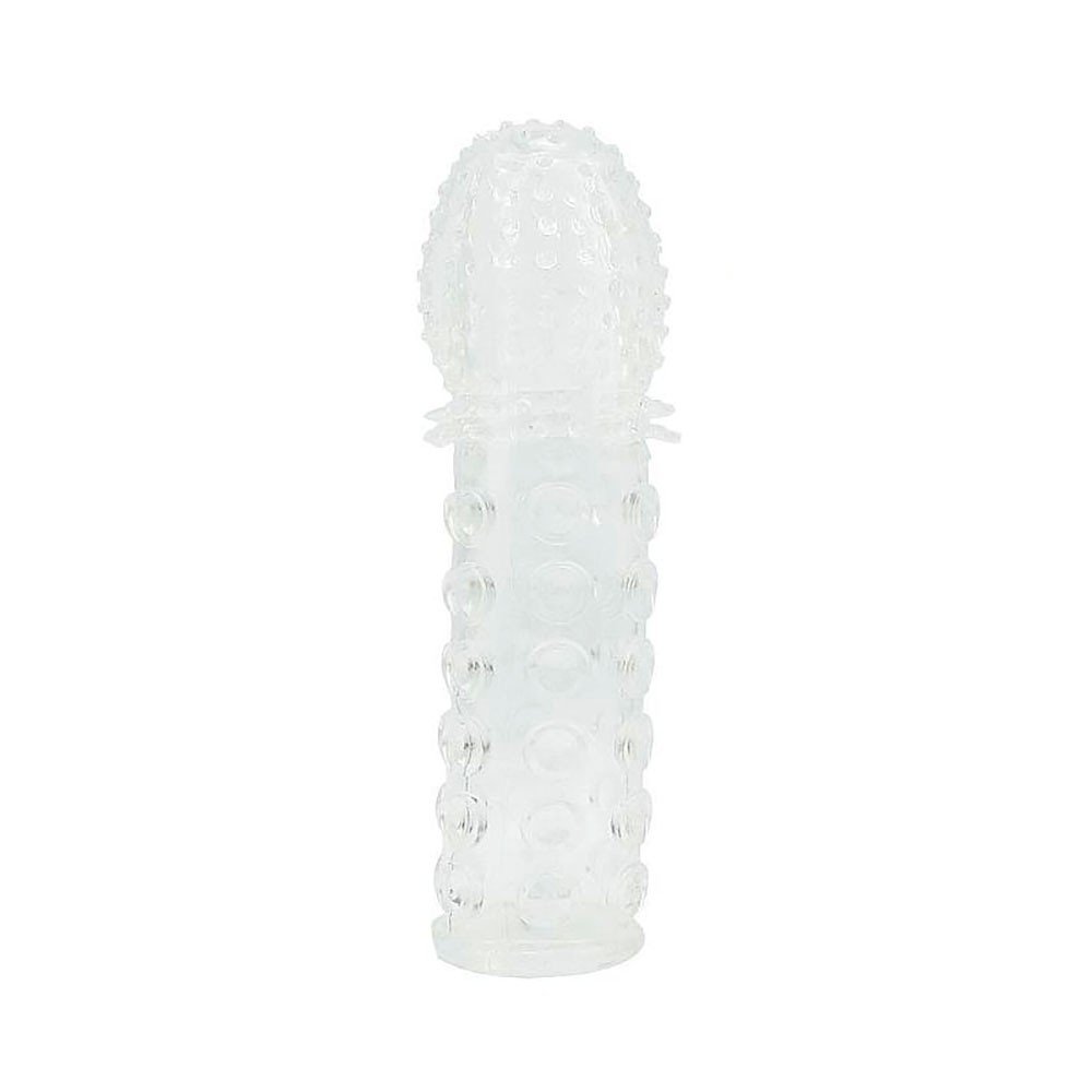 Capa Peniana sem Vibrador em Jelly Texturizada transparente em uso demonstrativo