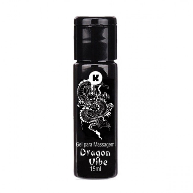 Vibrador L�quido Excitante Vibra Dragon Vibe 15ml, frasco do produto com detalhes do r�tulo