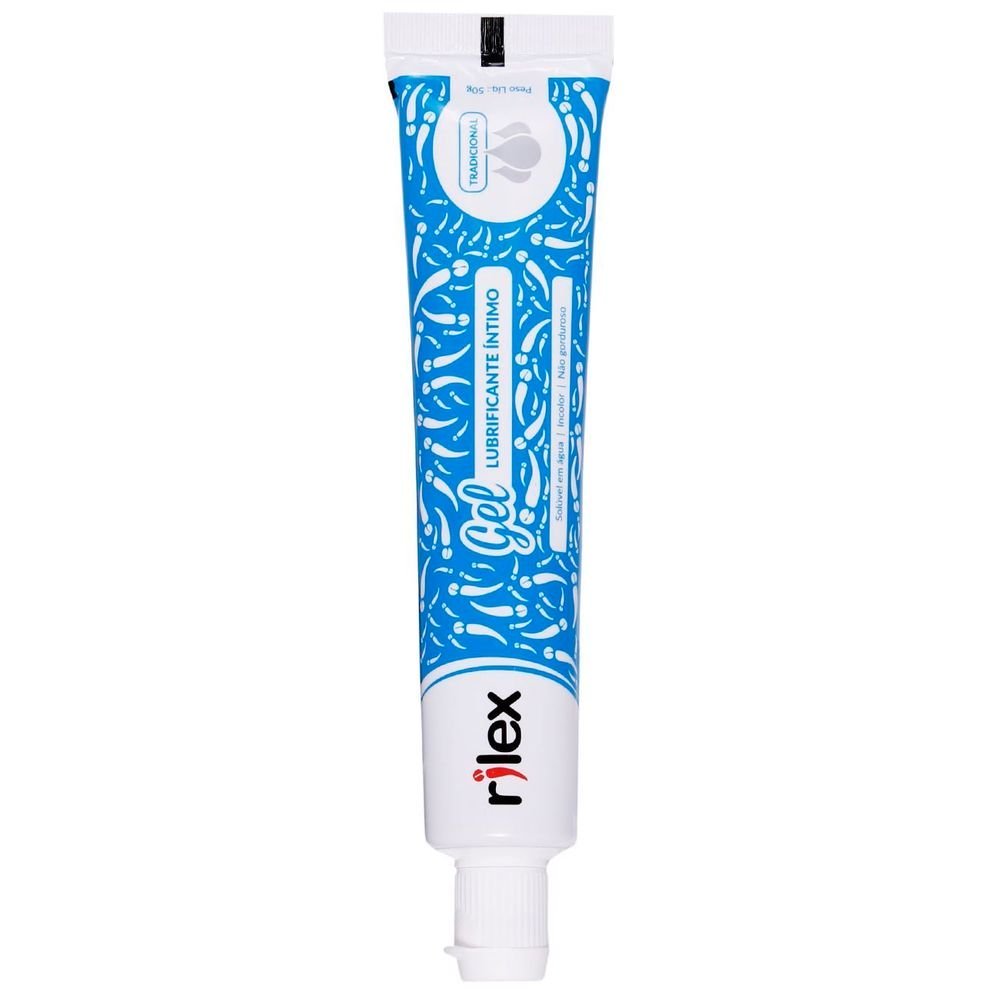 Tubo do Lubrificante �ntimo Rilex Tradicional com o bico para aplica��o em destaque