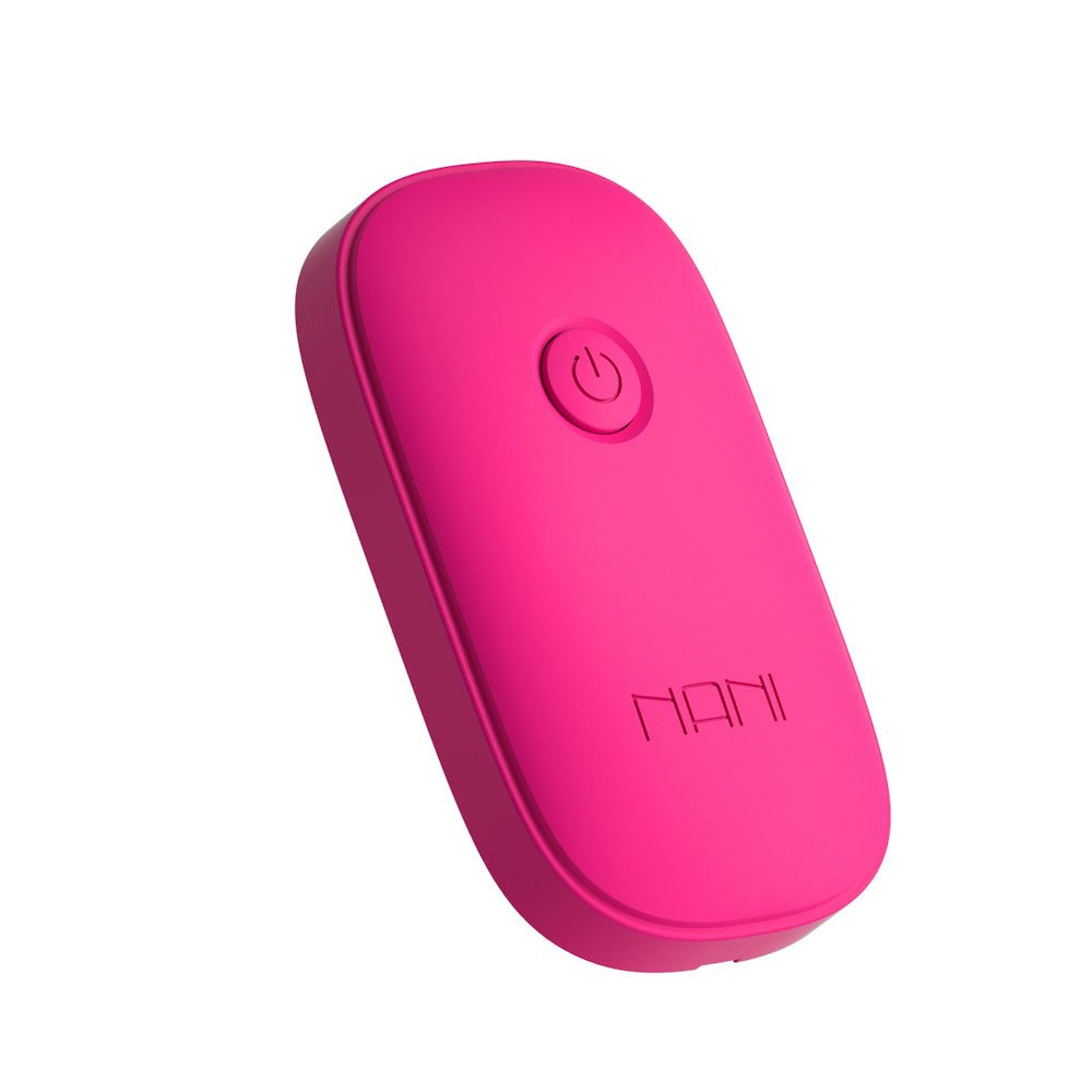 Vista do controle remoto sem fio do Vibrador Bullet Molly Pink, com bot�o de ligar/desligar