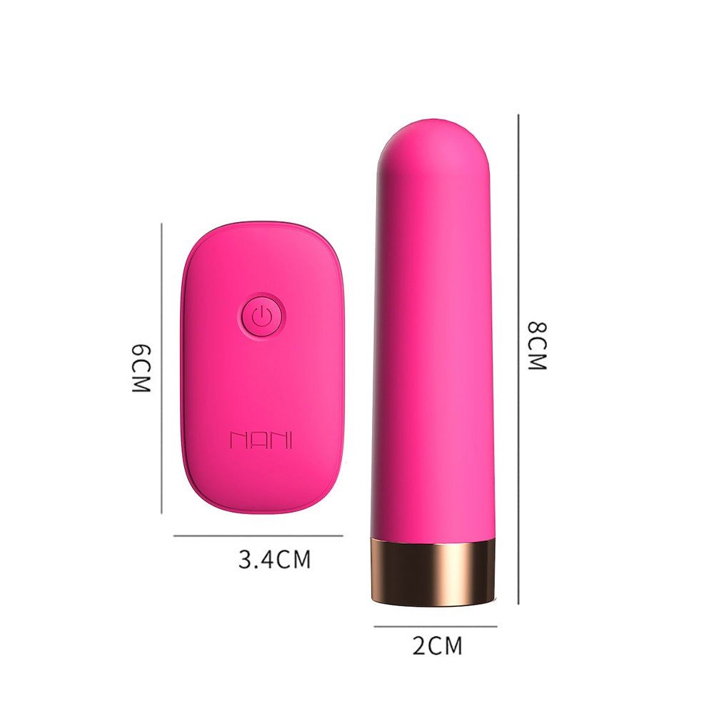 Vibrador Bullet Molly Pink e controle remoto sem fio juntos, destacando o design elegante e compacto