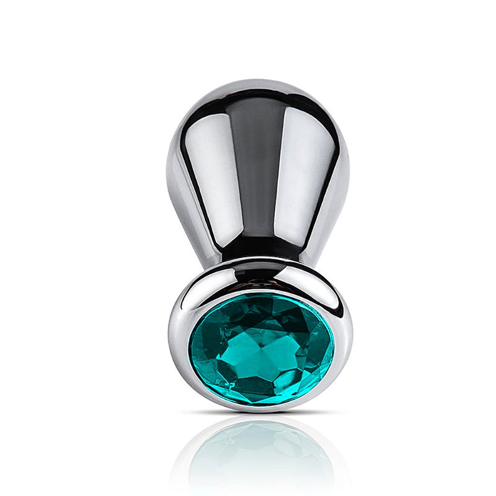 Plug Anal Joia em A�o Oval Tamanho P Azul | Foto 02