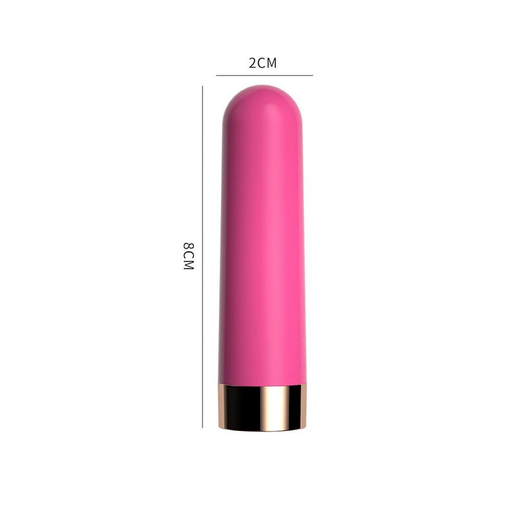 Vibrador Bullet Mily Pink com anel dourado na base e porta USB, detalhes do design