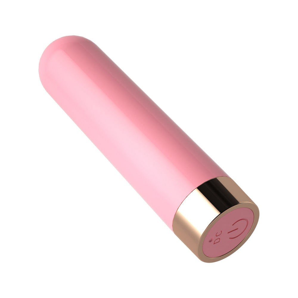 Vibrador Bullet Recarreg�vel Mily Rosa em vista frontal, enfatizando seu formato cil�ndrico e cor uniforme