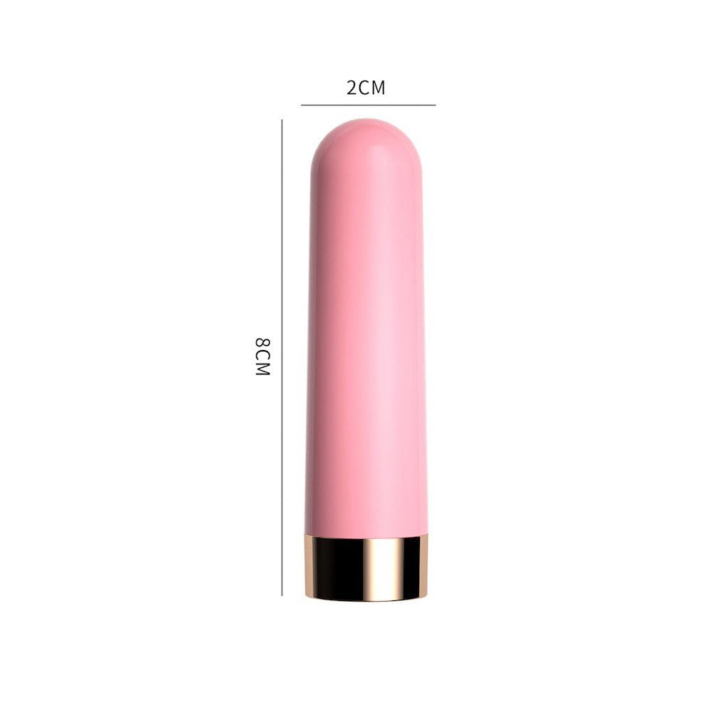 Vibrador Bullet Recarreg�vel Mily Rosa em vista lateral, destacando sua forma ergon�mica e acabamento liso