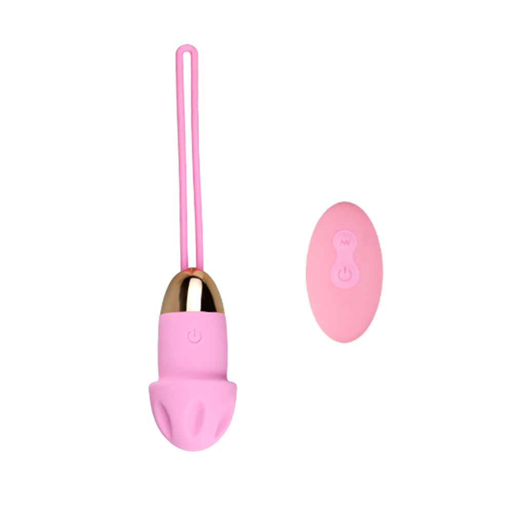 Vibrador Bullet Recarreg�vel em Silicone Formato Cogumelo Rosa e controle sem fio, vista frontal.