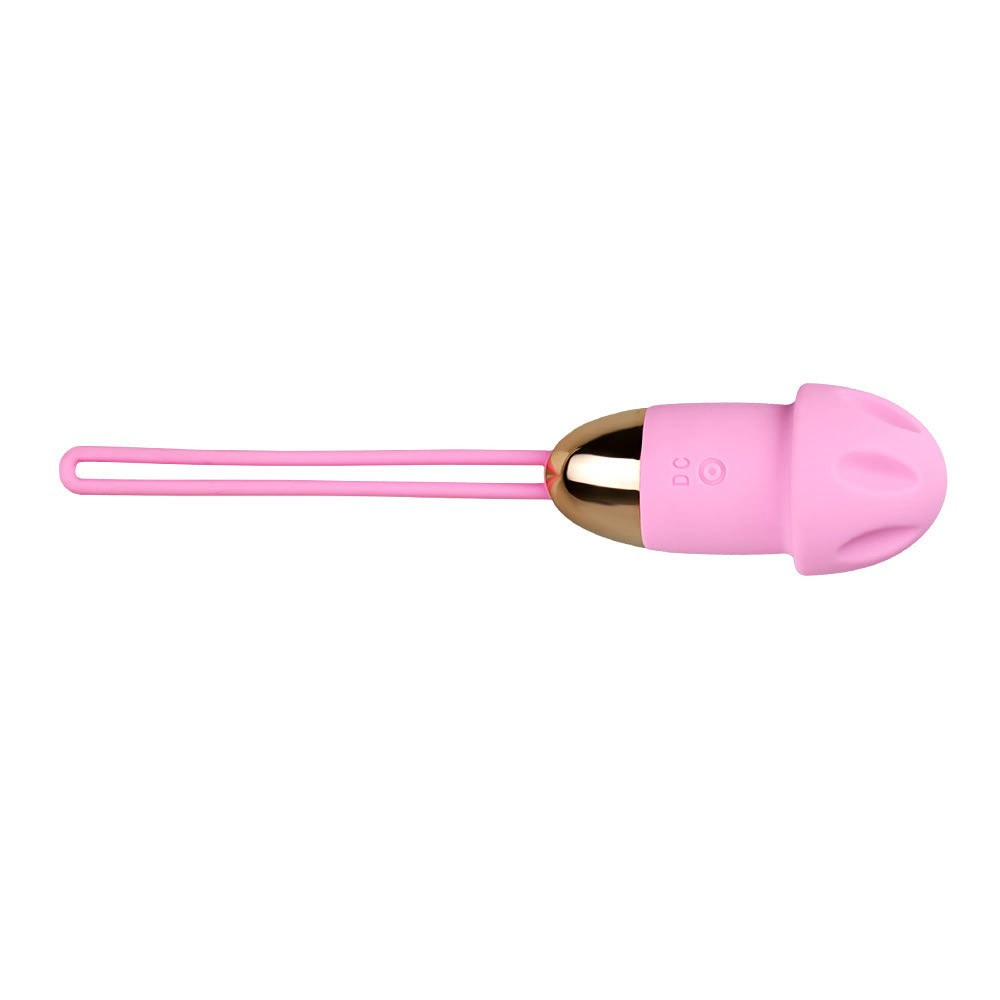 Vibrador Bullet Recarreg�vel em Silicone Formato Cogumelo Rosa, vista da cabe�a ergon�mica.