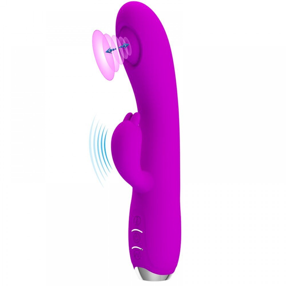 Vibrador Duplo com Sugador 12 Vibrações em Silicone Regina Lilás | Foto 06
