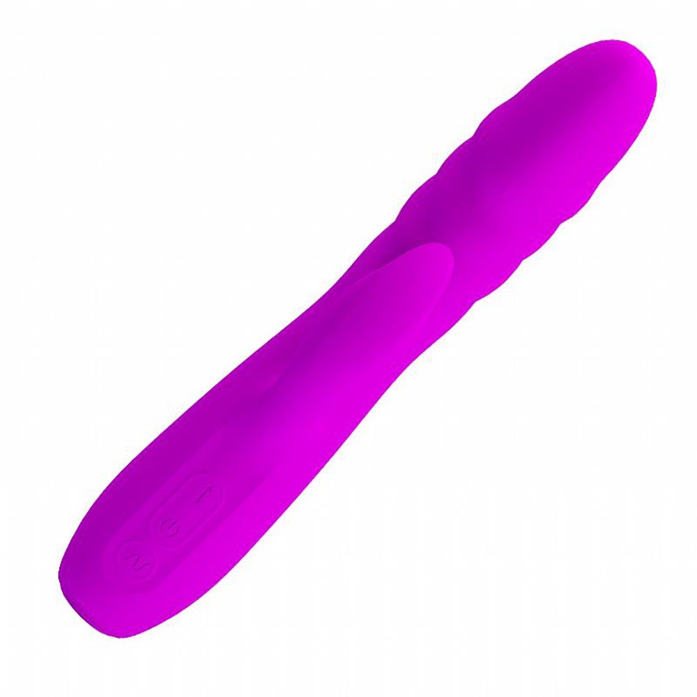 Vibrador Duplo em Silicone Recarregável com 12 Vibrações Vai e Vem Melanie Roxo | Foto 03
