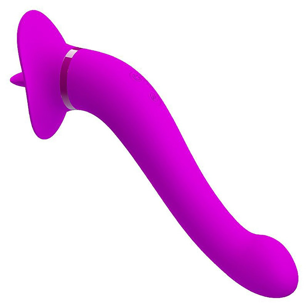 Vibrador Ponto G e Estimulador de Clit�ris Faust Roxo - vista traseira do vibrador de silicone roxo