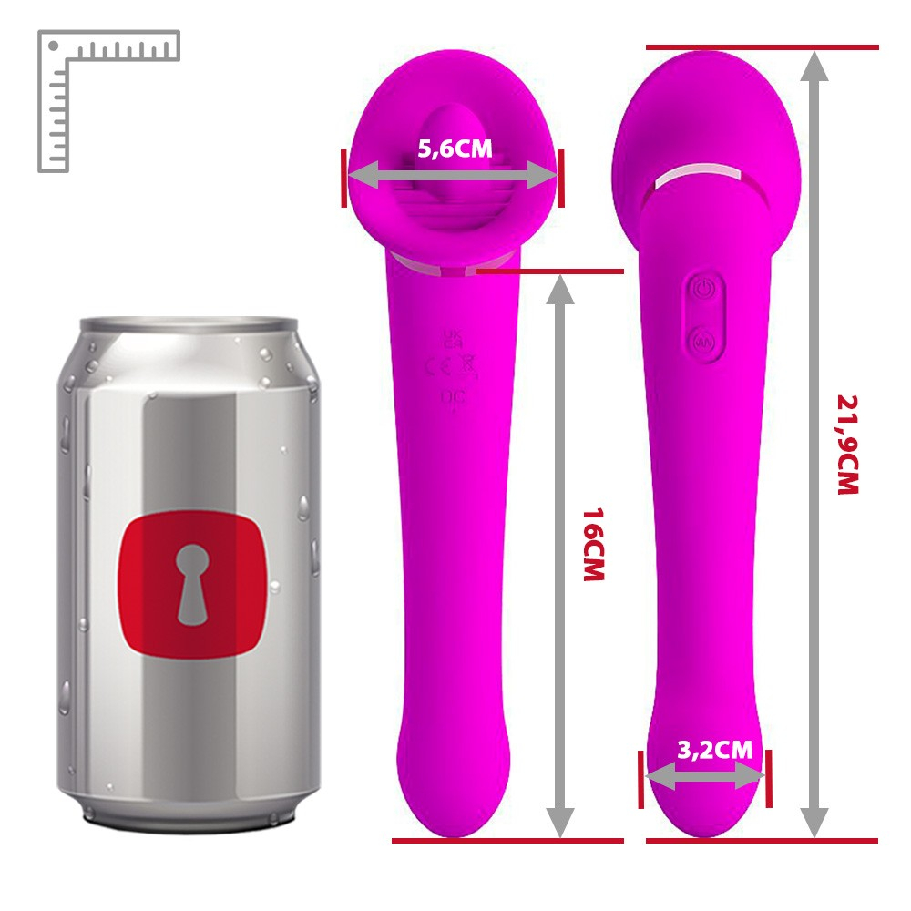 Vibrador Ponto G e Estimulador de Clit�ris Faust Roxo - detalhe da ponta funcional e base com entrada USB